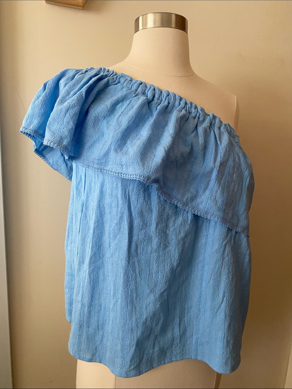 Blue Off-Shoulder Women's Blouse